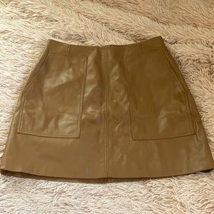 brown H&M leather mini skirt.